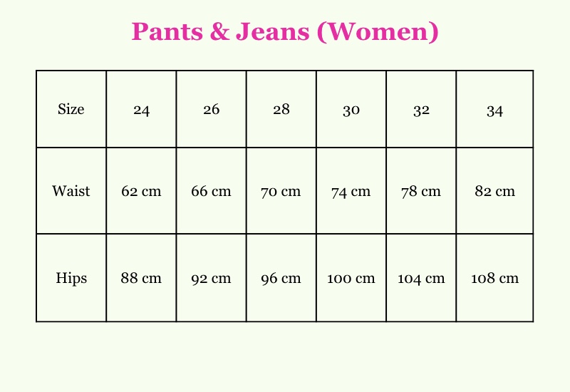 european pant size conversion chart womens