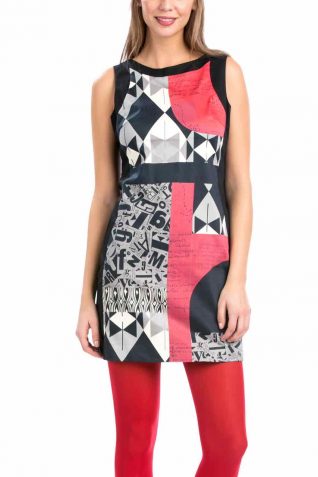 Desigual Dress Delia, Black White Red