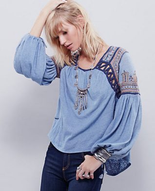 OB445182 Free People Snow Kisses Blouse, Blue