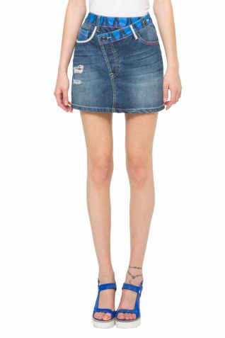 61F27D6_5161 Desigual Denim Skirt Ethnic Mini