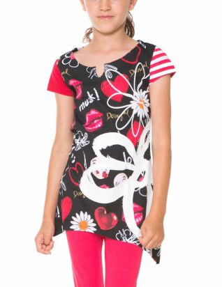 61T30L2_2000 Desigual Girl T-Shirt Swan
