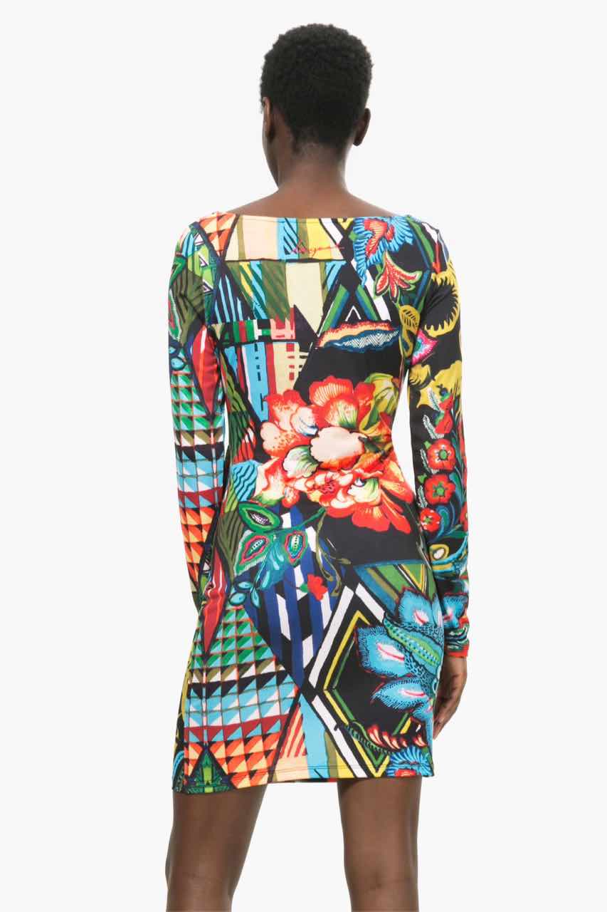 DESIGUAL Dress ROSITA 67V20A6 | Black with Colourful ...