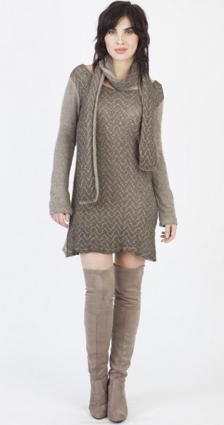 M Made in Italy Beige Knitted Dress