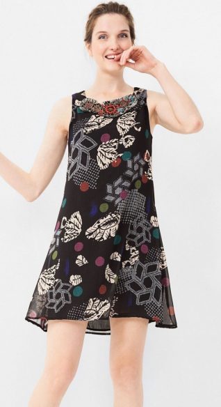 Desigual Lacroix Black Chiffon Dress