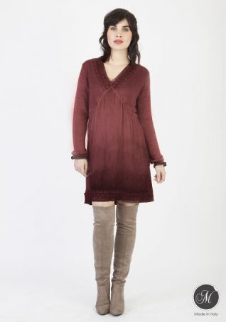 19-8446F M Made in Italy Dress Burgundy Buy Online.
