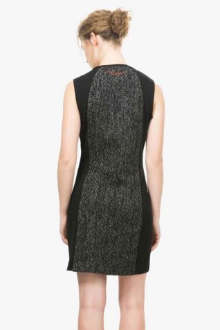 67V28A8 Desigual Black Grey Pinafore Dress