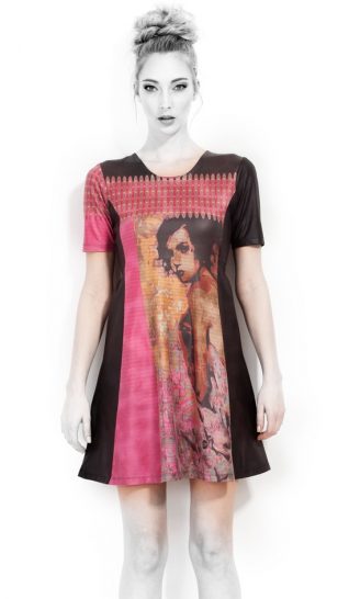 VOLT Design Leather Dress Pink Black