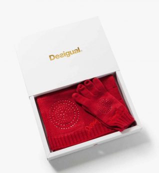 67W58K1_3000 Desigual Scarf Gloves Basic Pack red