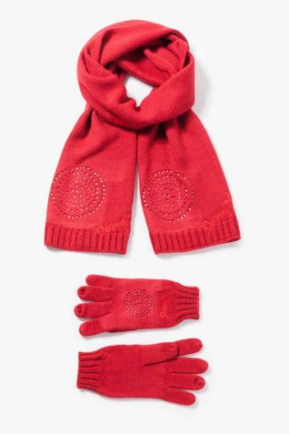 67W58K1_3000 Desigual Scarf Gloves Basic Pack red