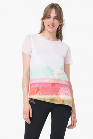 73T2EP9_1000 Desigual T-Shirt Asimetric Polynesia Buy Online