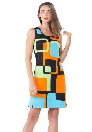 Pygmees Ornage, Blue Green Summer Dress