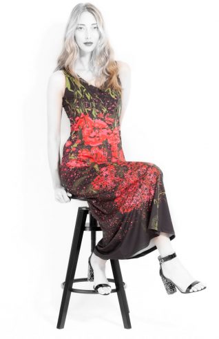 VOLT Design Long Black Red Dress