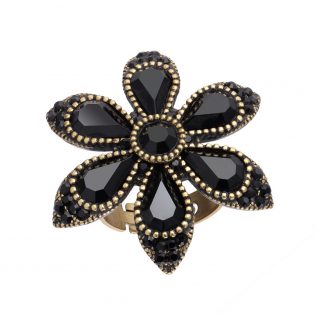 Michal Negrin Star Flower Black Ring