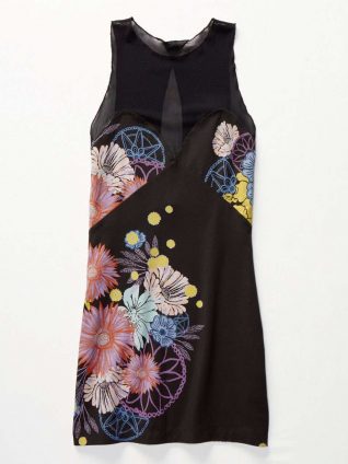 Free People Fitted Black Floral Dress