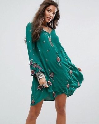 Free People Oxford Embroidered Mini Green