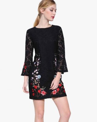 Desigual Dress Vermond, Black Lace Embroidery