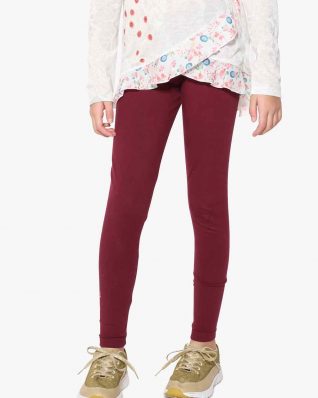 17WGKK16_3006 Desigual Girls Basic Leggings Bordo Buy Online