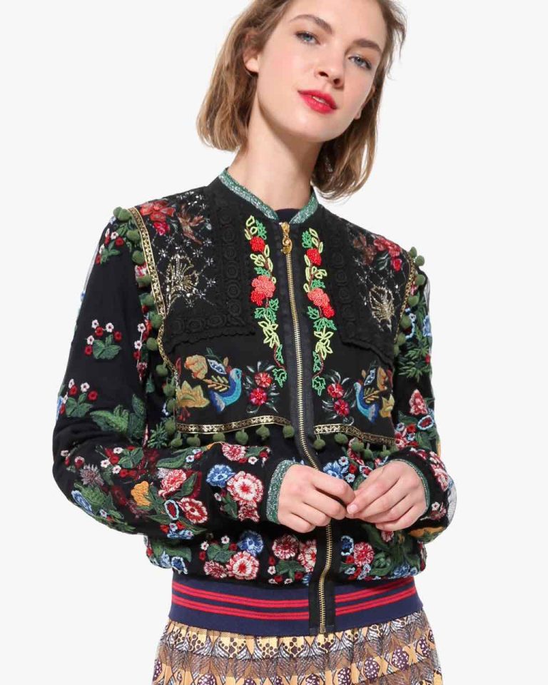 DESIGUAL Jacket LAURA 17WWEW02 Floral Embroidery Buy Online Canada USA