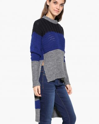 Desigual High Low Striped Sweater