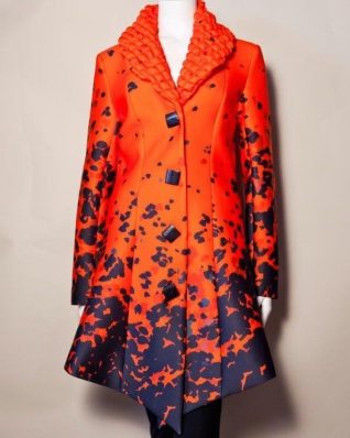 Samuel Dong Coat 17072 Black and Orange Buy Online