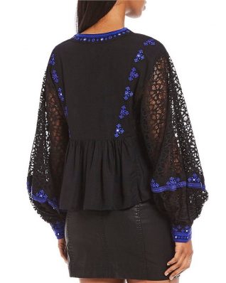 Free people Lace Black Top
