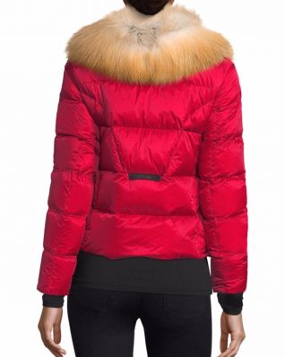 Post Card Red Down Jacket with Fox
