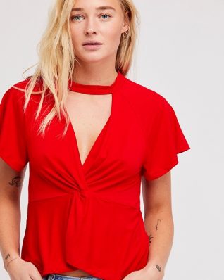 Free People Short Red Top
