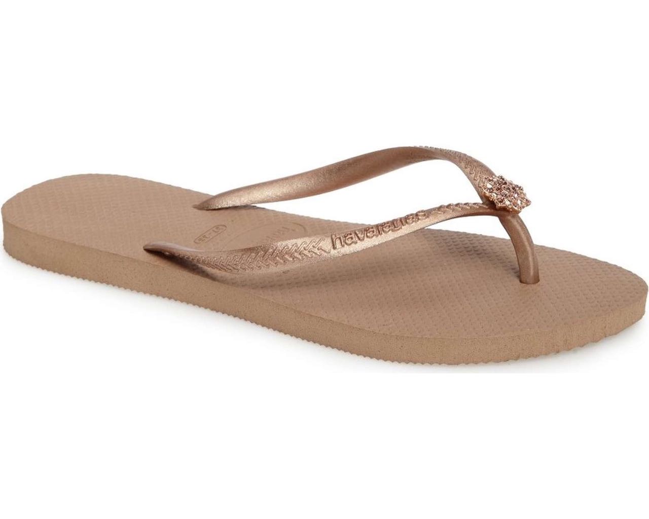 gold havaianas with crystals