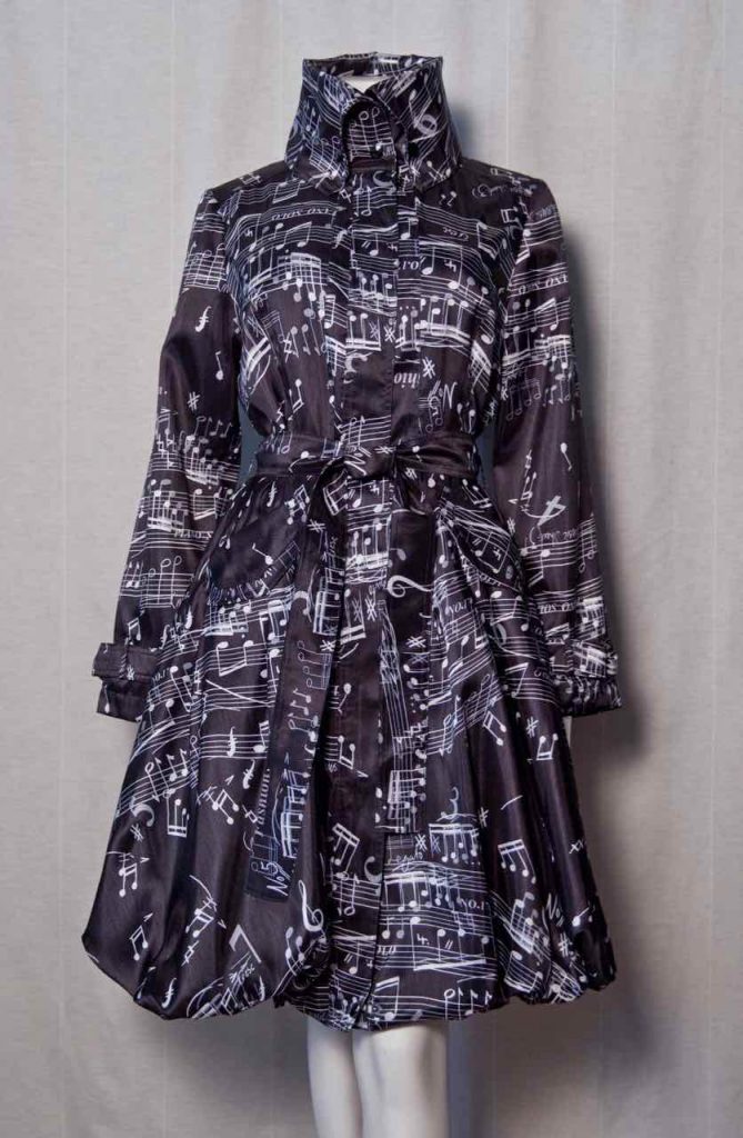 Samuel Dong Bubble Coat Music Notes Black White