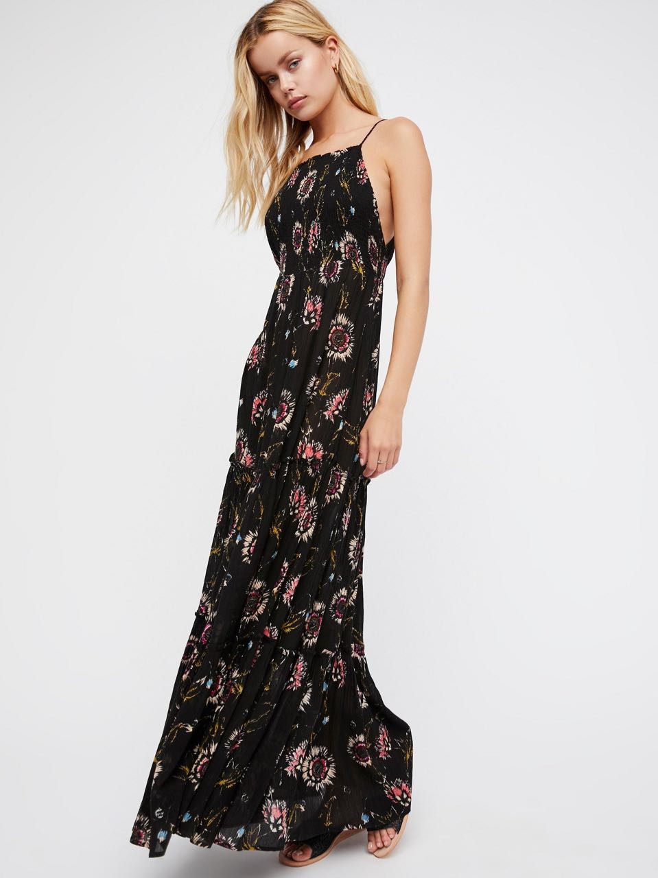 free people black floral maxi dress