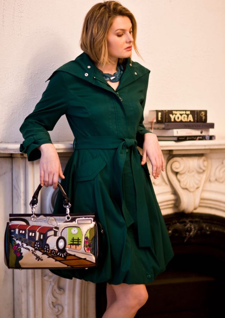 Samuel Dong Bubble Dress Coat Emerald green