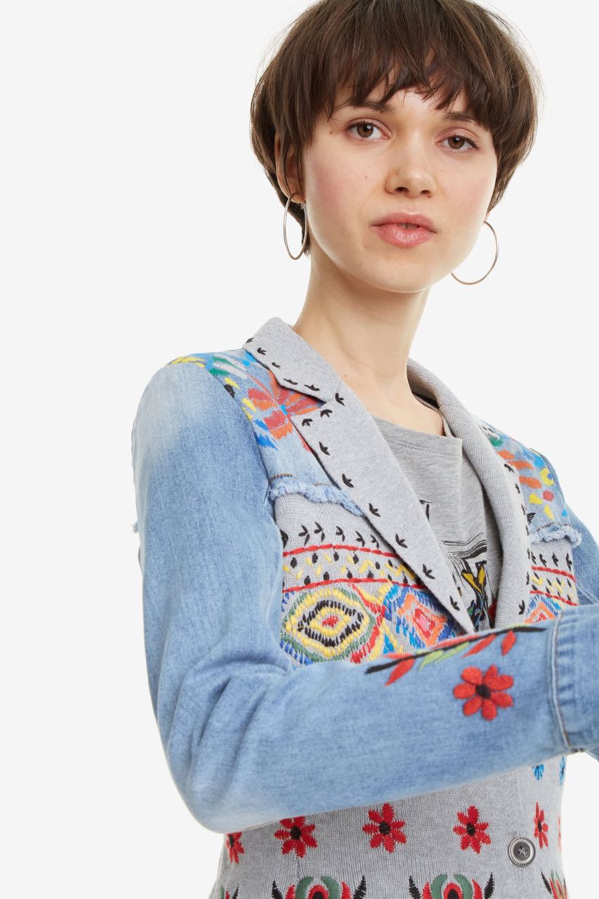 DESIGUAL Denim Pacthes Jacket Barbara Ginebra 19SWJF16 
