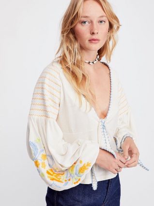 Free People Kara Top with Embroidery