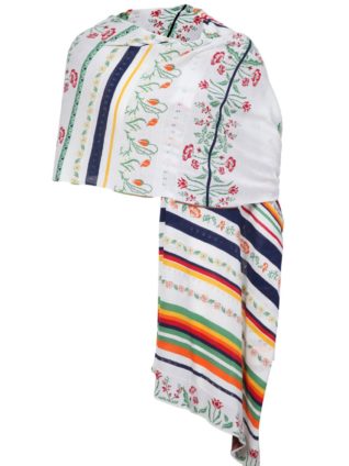 IVKO Jacquard Shawl Scarf "Intarsia Pattern 191581" (White)