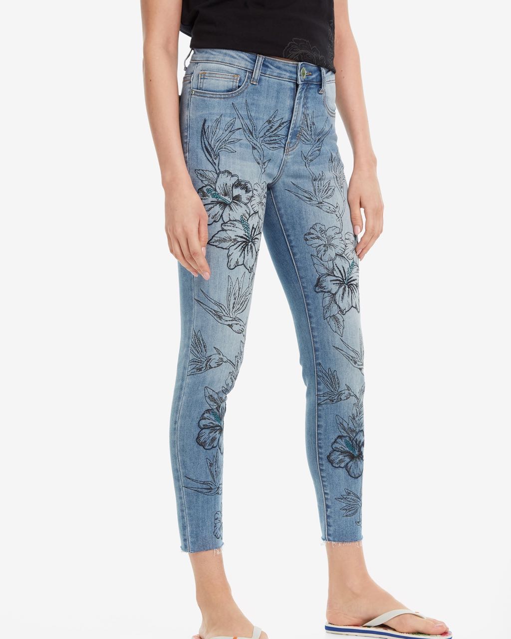 floral jeans