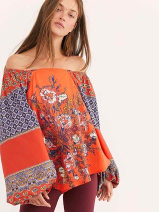 Free People "Positano Printed Blouse" (Red)