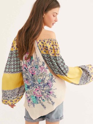 Free People "Positano Printed Blouse" (Peach)