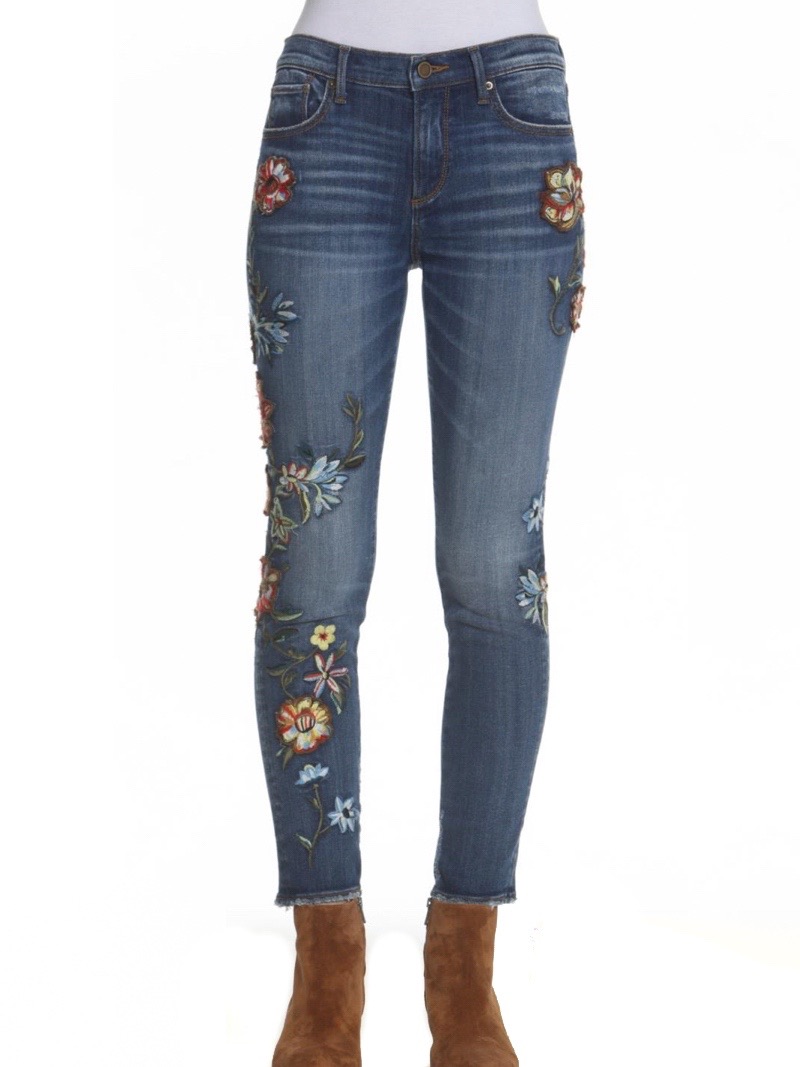 DRIFTWOOD Skinny Jeans JACKIEY Vinyl Floral Embroidery