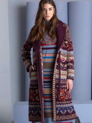 IVKO Collar Coat Geometric Pattern 192601 (Brown)