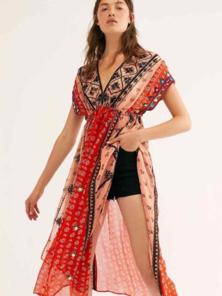 Free People "Smiling Sun Embroidered Maxi Top"