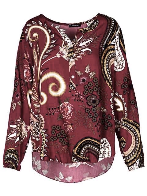 M Made in Italy Paisley Shirt 21/C1858L Cranberry Viscose