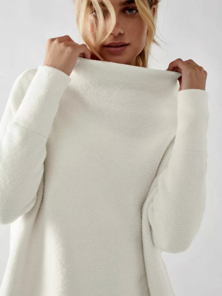 Free People OTTOMAN SLOUCHY TUNIC Sweater Ivory Cream
