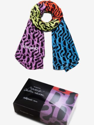 Desigual by C. Lacroix Rectangular Logomania Foulard "Janice"