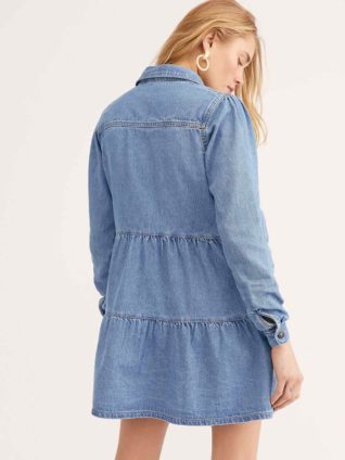 free people nicole cotton denim shirtdress