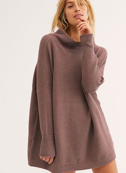 Free People OTTOMAN SLOUCHY TUNIC Sweater Nutmeg Taupe