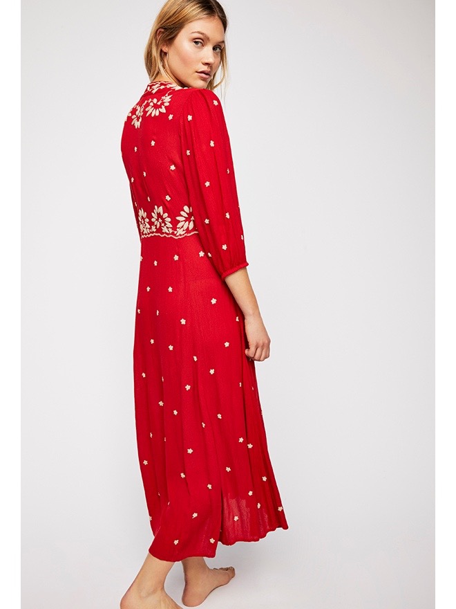 free people long red dress