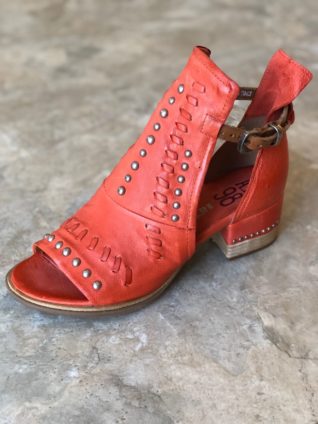 A.S.98 Shoes 672013 African Natural Coral Red Leather Studs