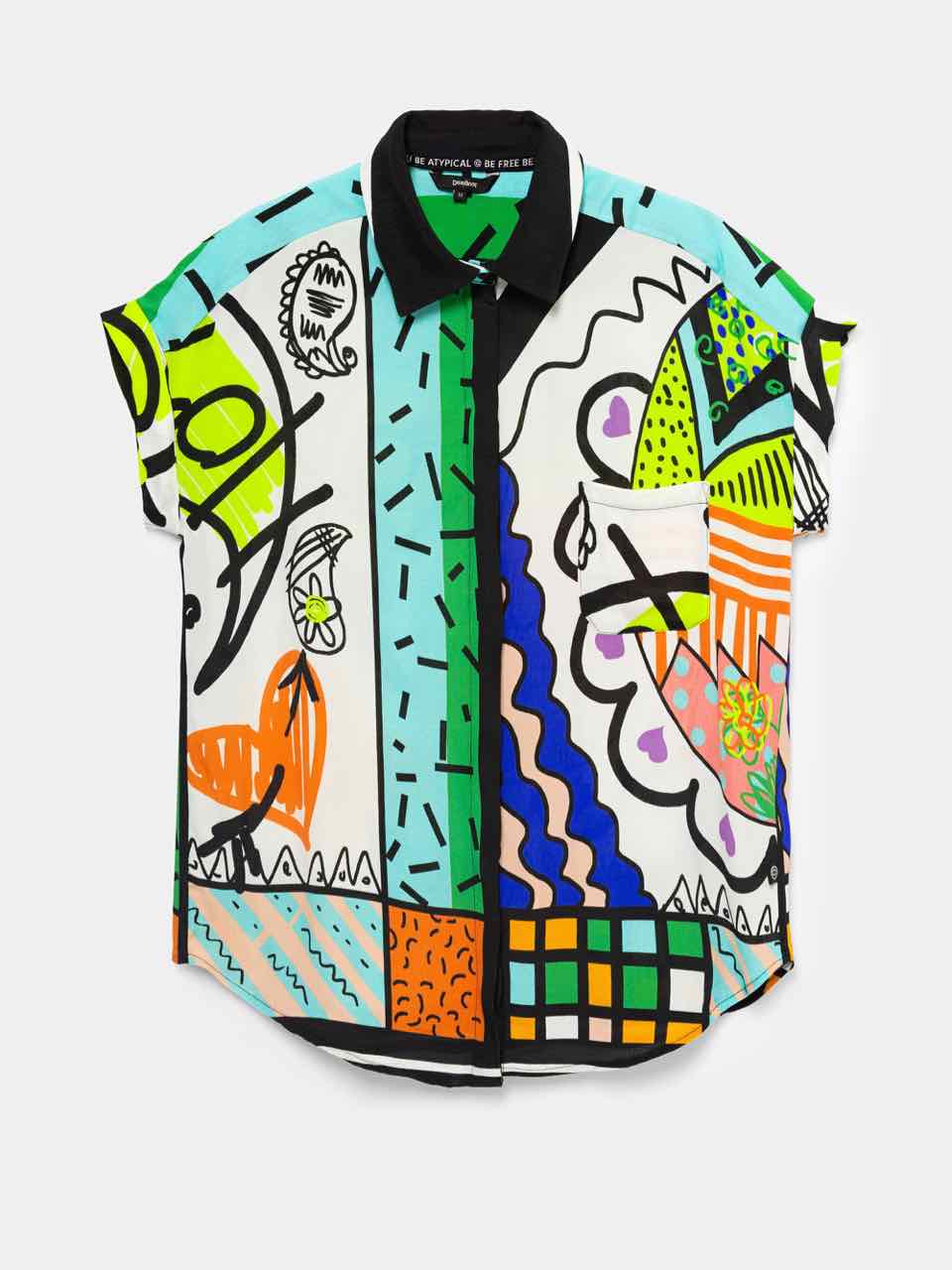 DESIGUAL Arty Shirt with Hindu Illustrations Calabria