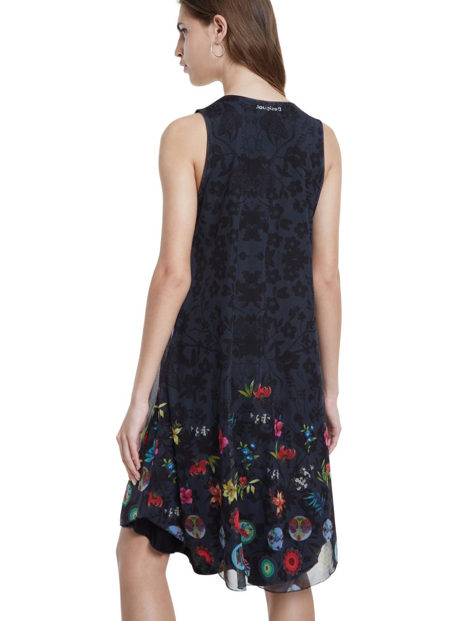 DESIGUAL Floral Summer Mesh Dress Carnagy Navy White