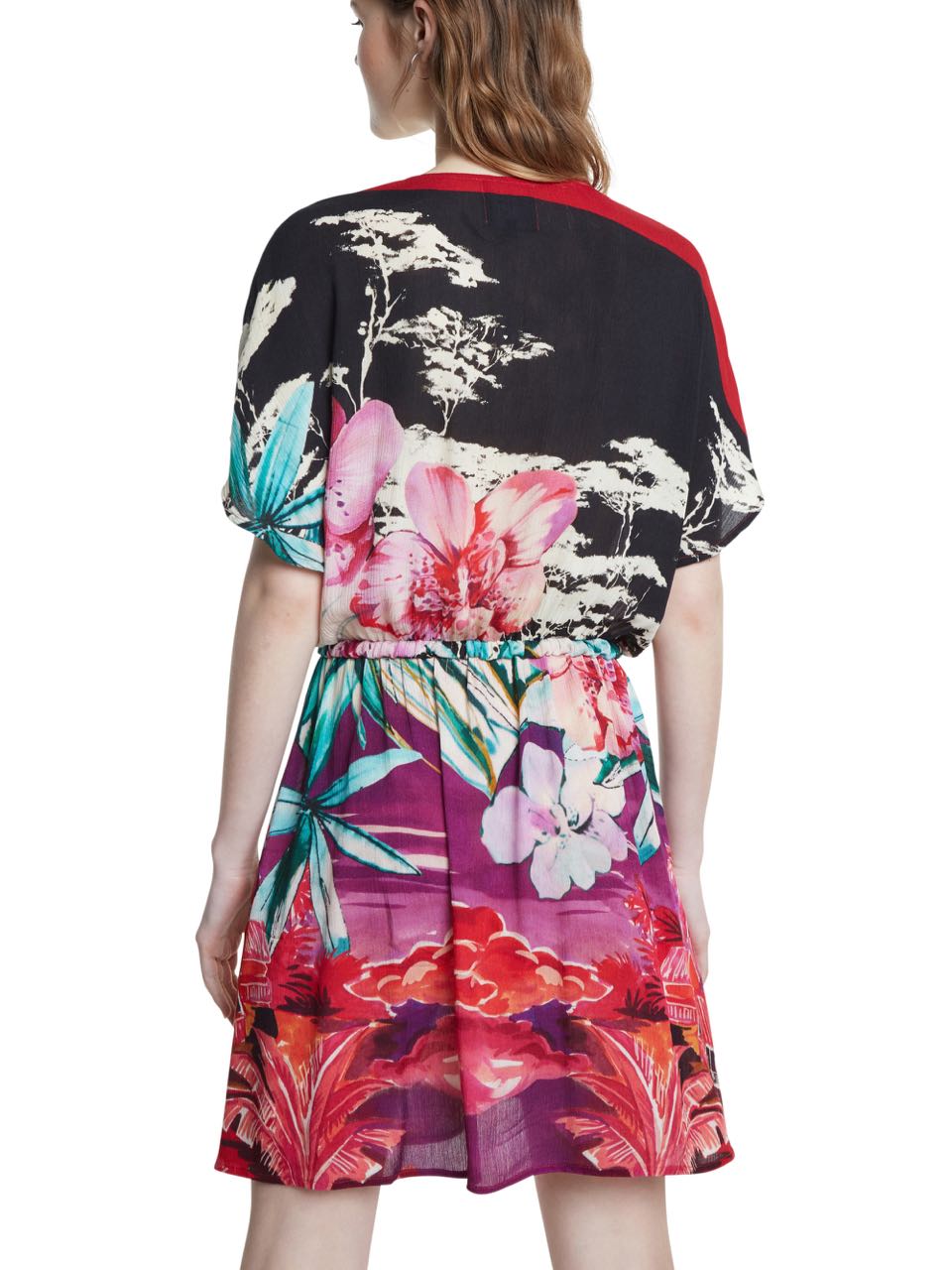 DESIGUAL Oriental Floral Kimono Dress Kalawao Tropical Design